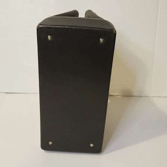 rare CHARLES JOURDAN Paris leather handbag brown rectangular purse Vintage - Picture 3 of 12